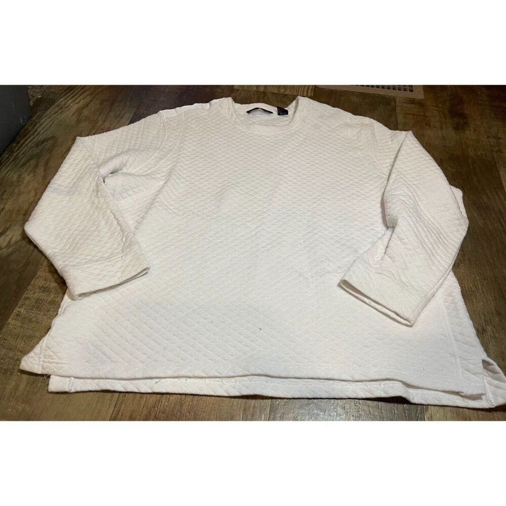 Sean John Sweater Womens 3X White Quilted Long Sleeve Pull Over